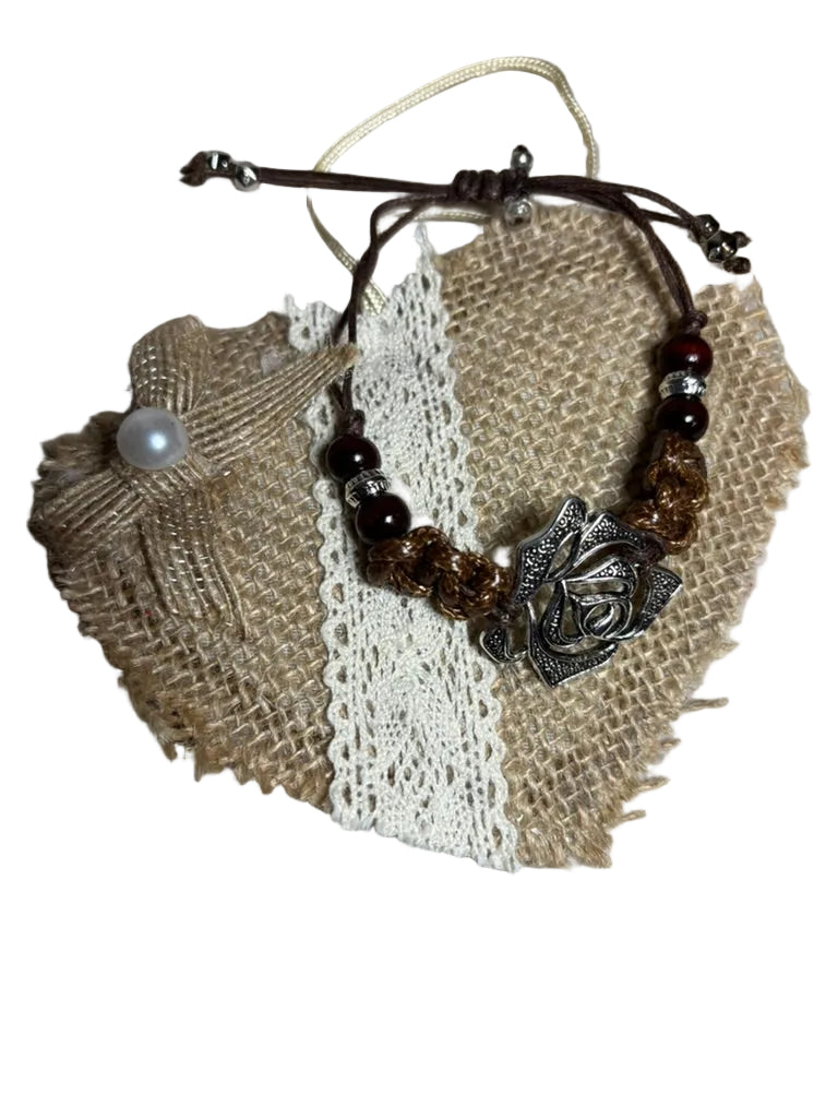 Braided Elegant Bracelet With A Flower Connector