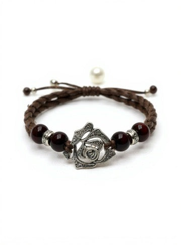 Braided Elegant Bracelet With A Flower Connector