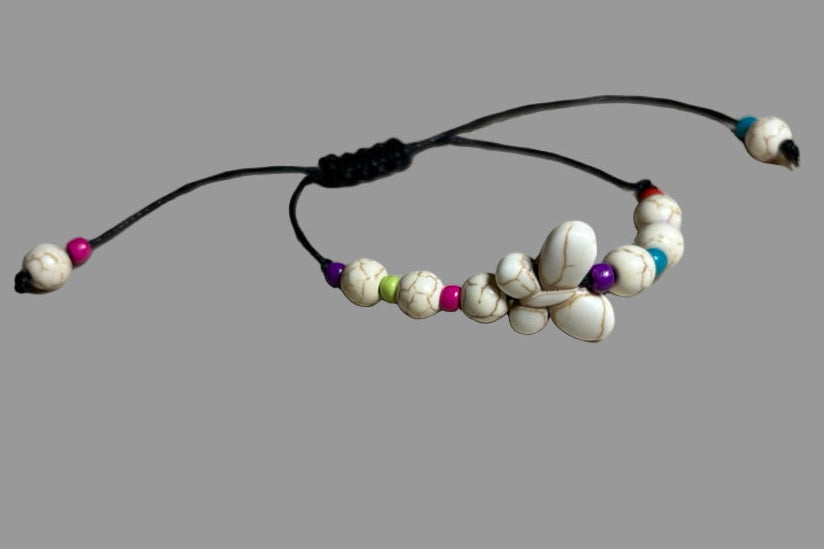 Boho Braided Bracelet With Ceramic Butterfly