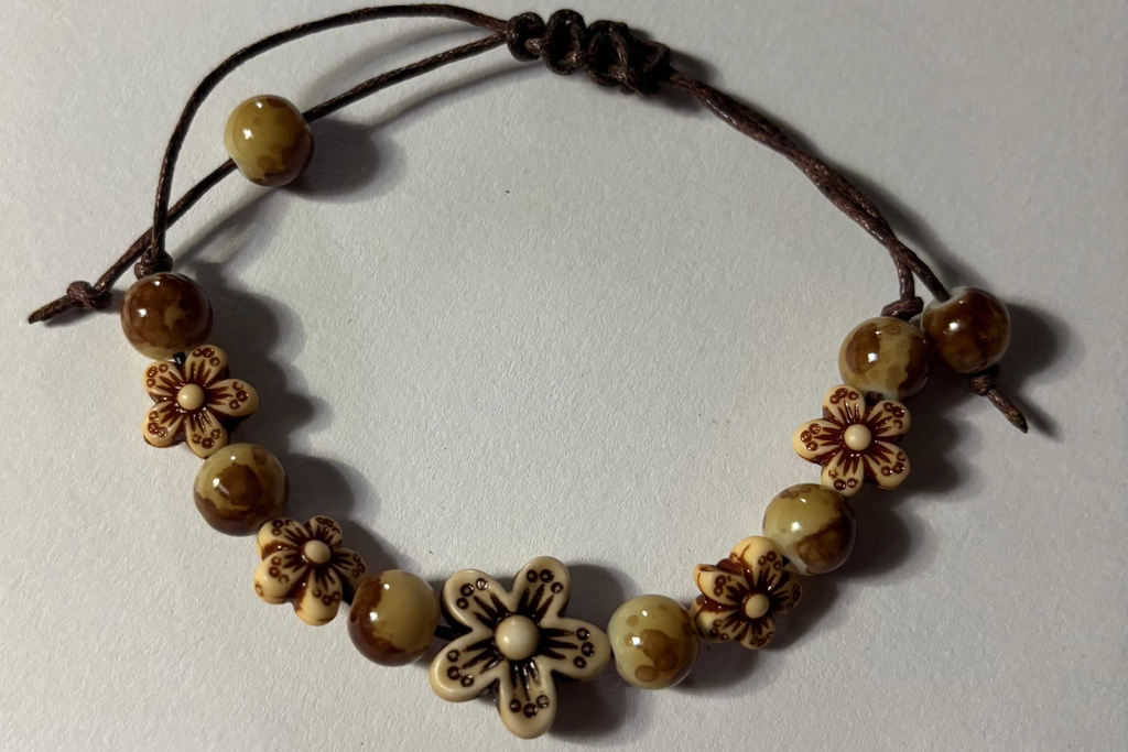 Tribal Bracelet With Flower-Shaped Beads 