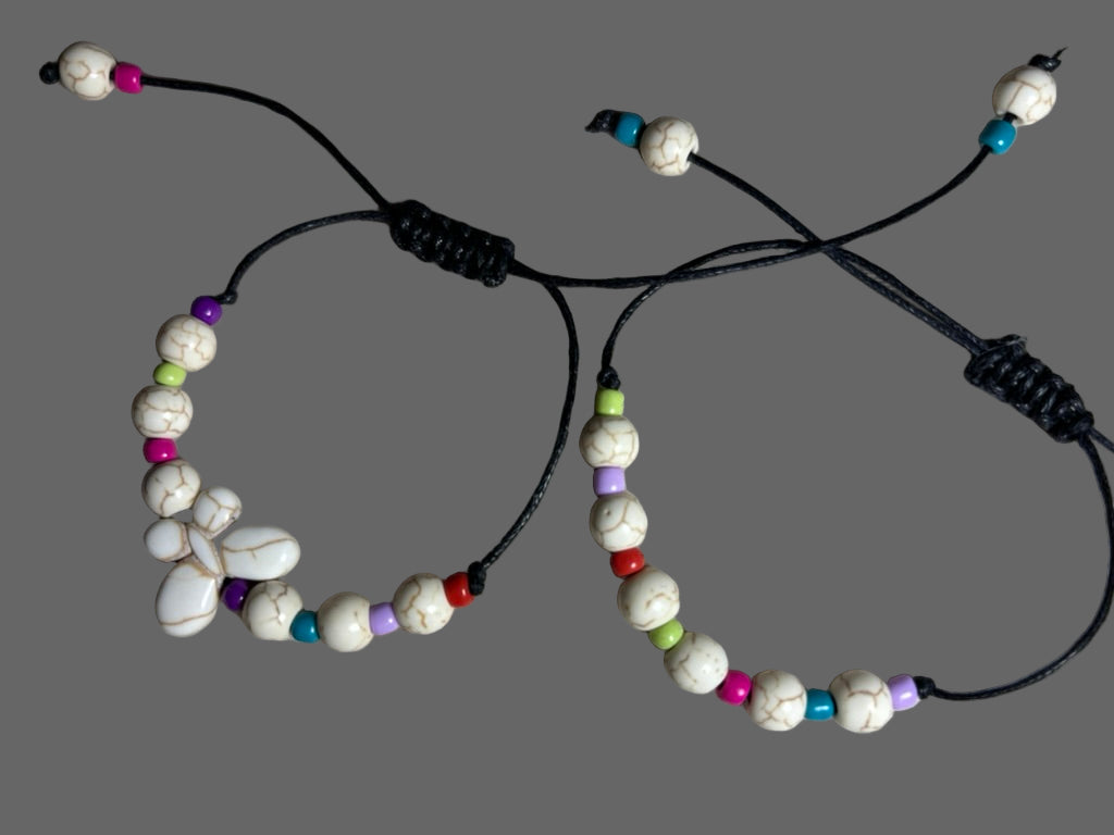 Boho Braided Bracelet With Ceramic Butterfly