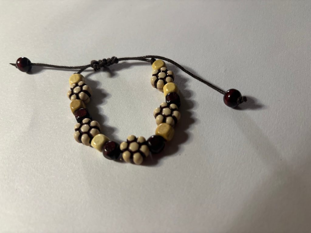 Tribal Beaded bracelet with wooden and stone beads 