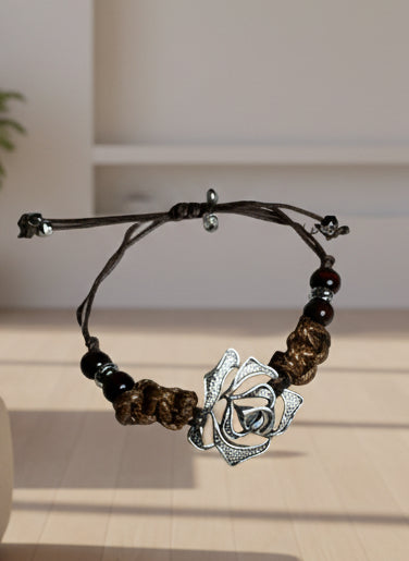 Braided Elegant Bracelet With A Flower Connector