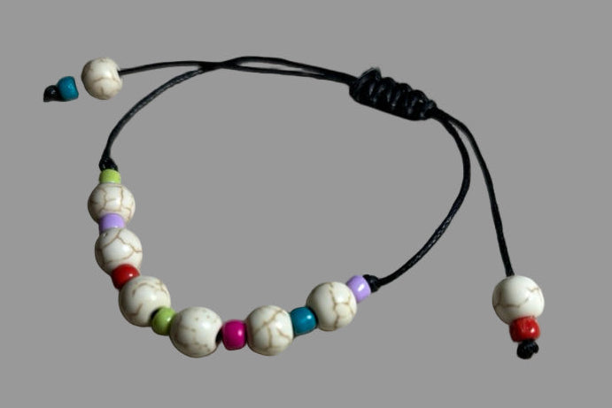 Boho Braided Bracelet With Ceramic Butterfly