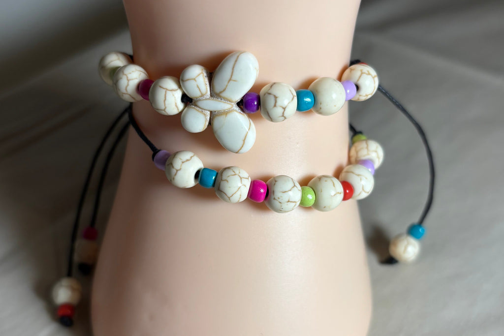 Boho Braided Bracelet With Ceramic Butterfly