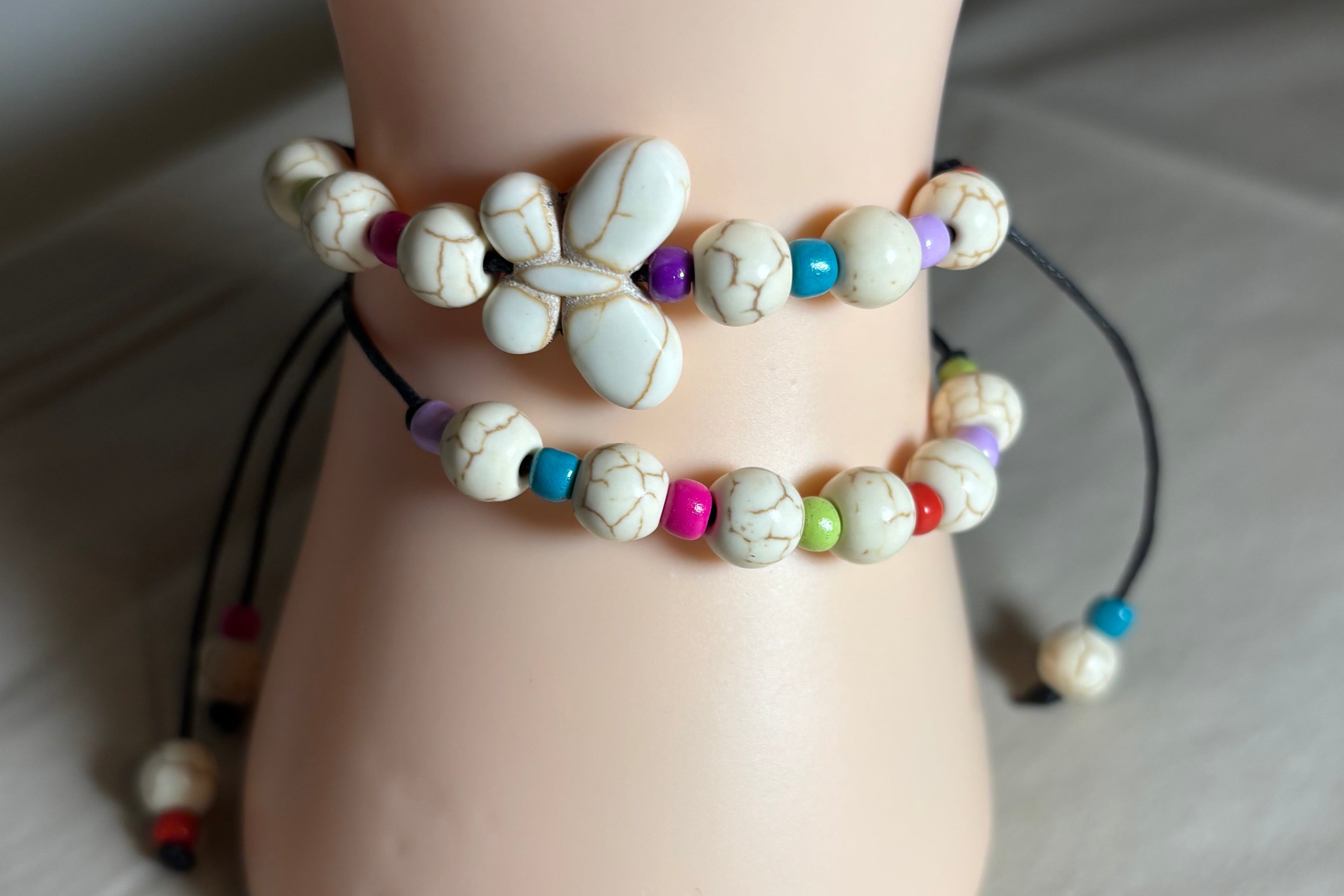 Boho Braided Bracelet With Ceramic Butterfly