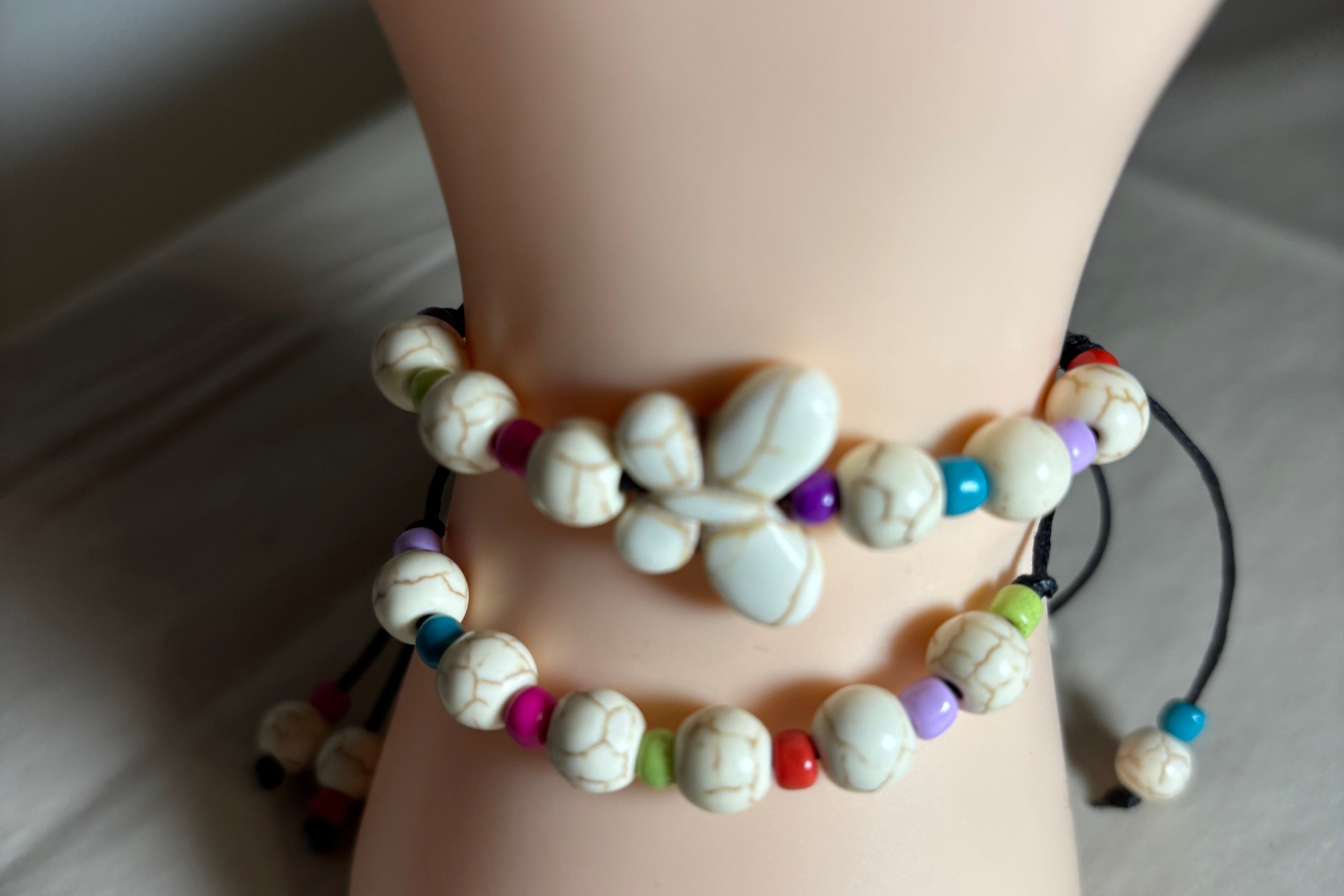 Boho Braided Bracelet With Ceramic Butterfly