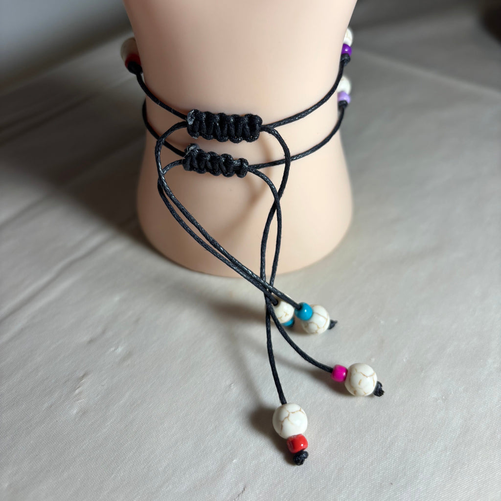 Boho Braided Bracelet With Ceramic Butterfly Set