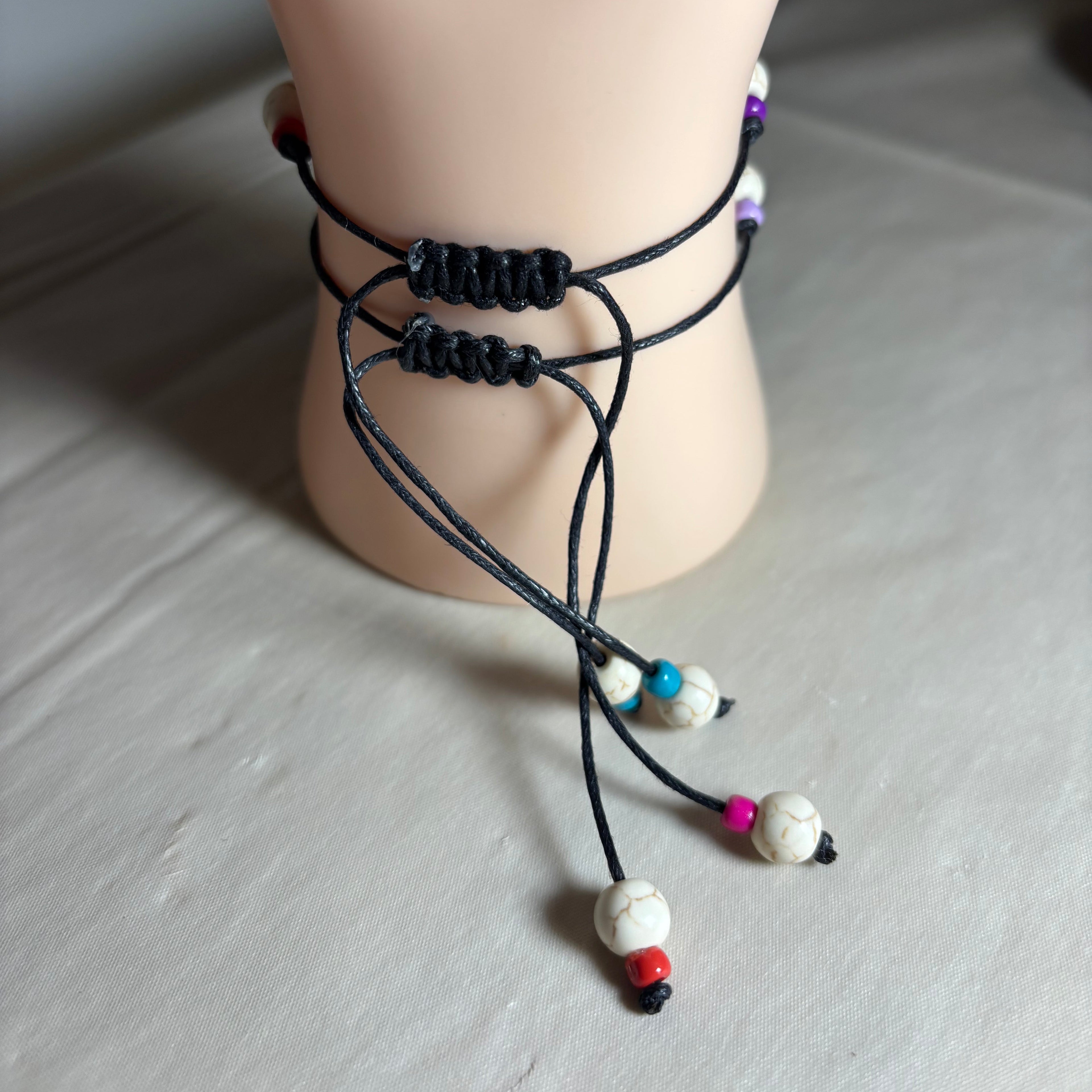 Boho Braided Bracelet With Ceramic Butterfly Set