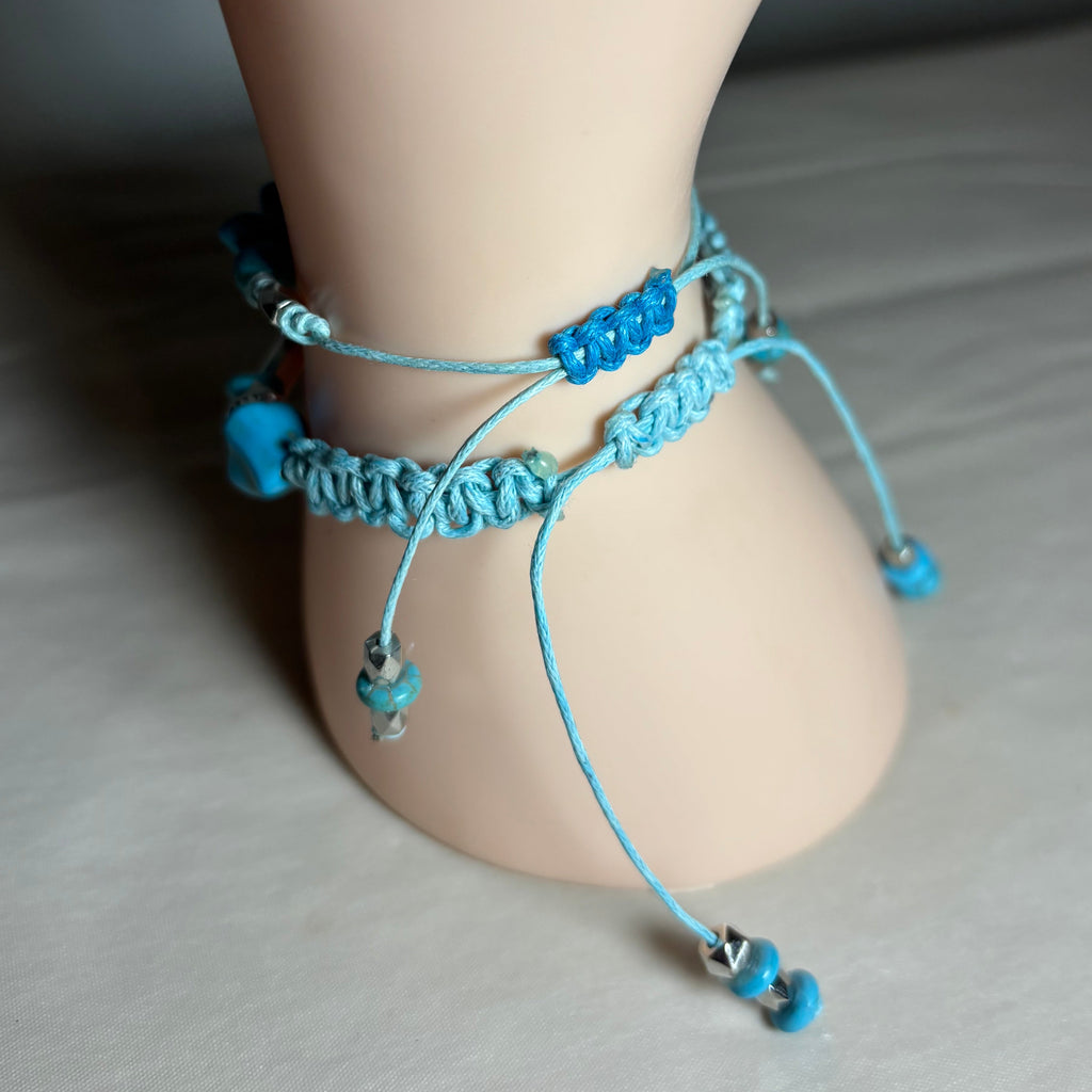 Necklace with blue beads and black accents