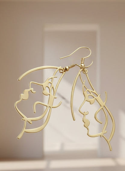 Gold color face open golden blank earrings